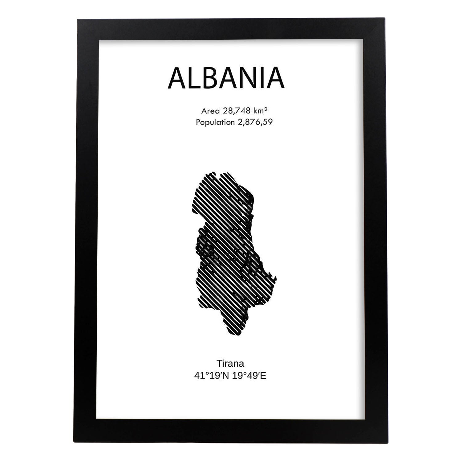 Poster de Albania. Láminas de paises y continentes del mundo.-Artwork-Nacnic-A4-Marco Negro-Nacnic Estudio SL
