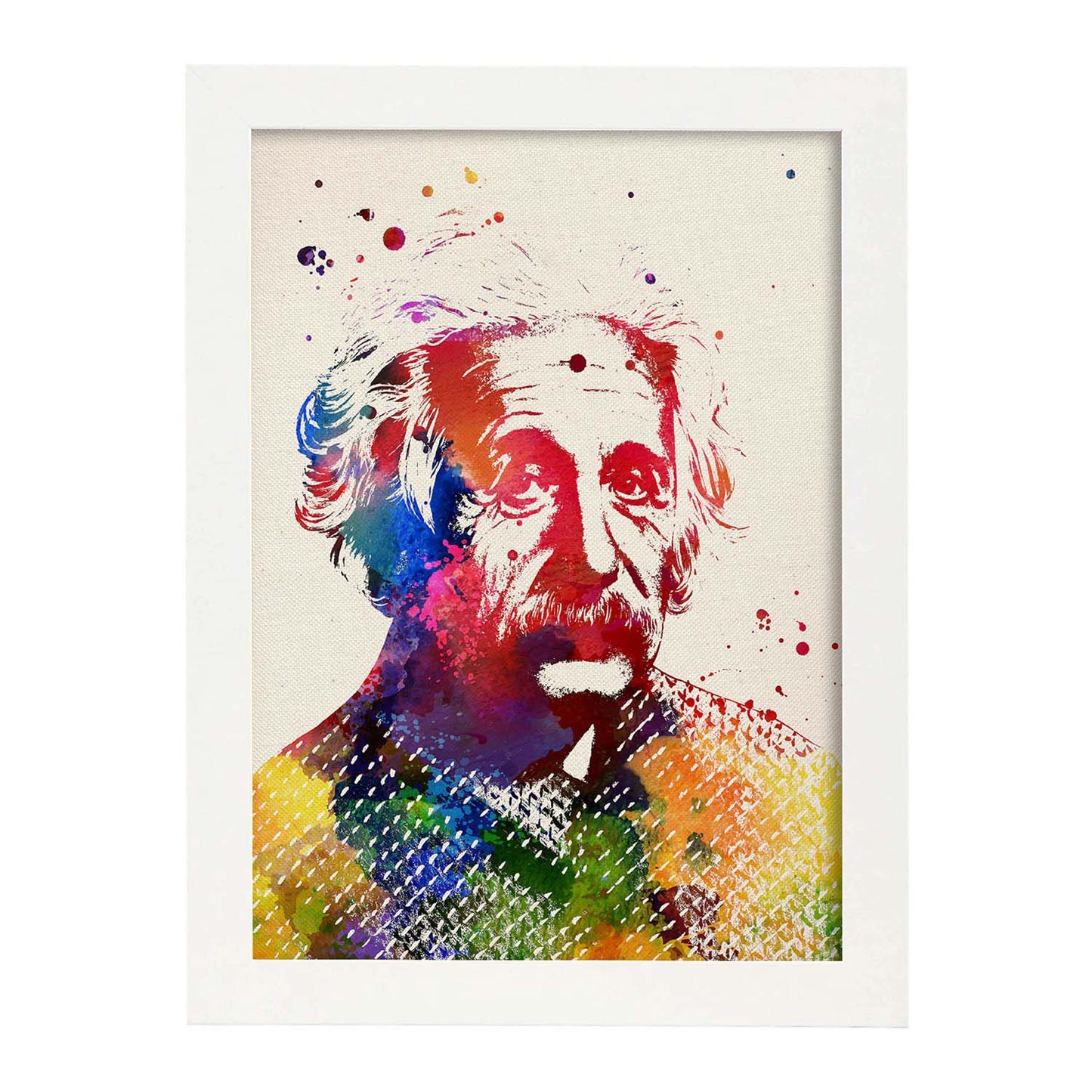 Poster de Albert Einstein con diseño acuarela. Mix de láminas con estilo acuarela-Artwork-Nacnic-A3-Marco Blanco-Nacnic Estudio SL