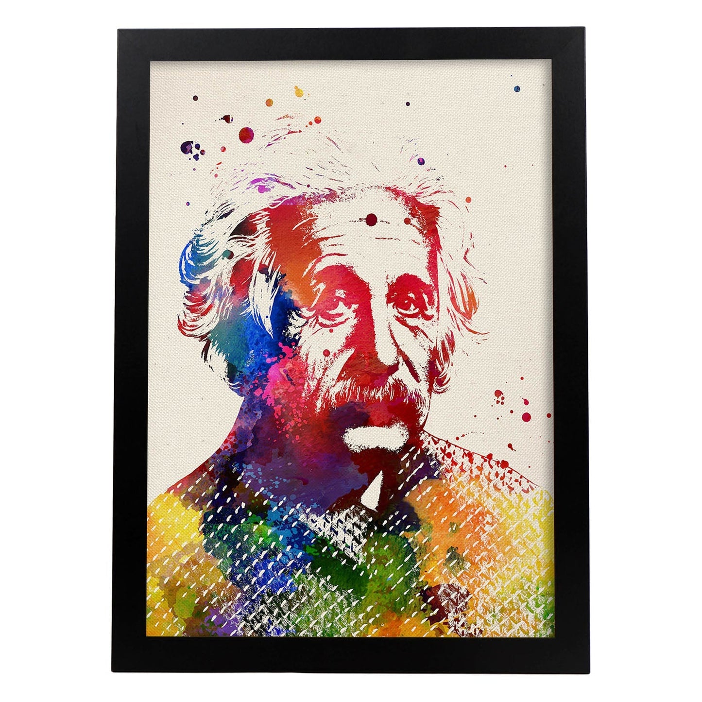 Poster de Albert Einstein con diseño acuarela. Mix de láminas con estilo acuarela-Artwork-Nacnic-A3-Marco Negro-Nacnic Estudio SL