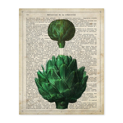 Poster de Alcachofas. Láminas de frutas y verduras con definiciones. Ilustraciones de alimentacion vegetariana.-Artwork-Nacnic-A4-Sin marco-Nacnic Estudio SL