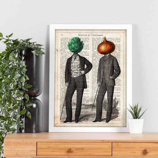 Poster de Alcahofa y Cebolla. Láminas de frutas y verduras con definiciones. Ilustraciones de alimentacion vegetariana.-Artwork-Nacnic-Nacnic Estudio SL