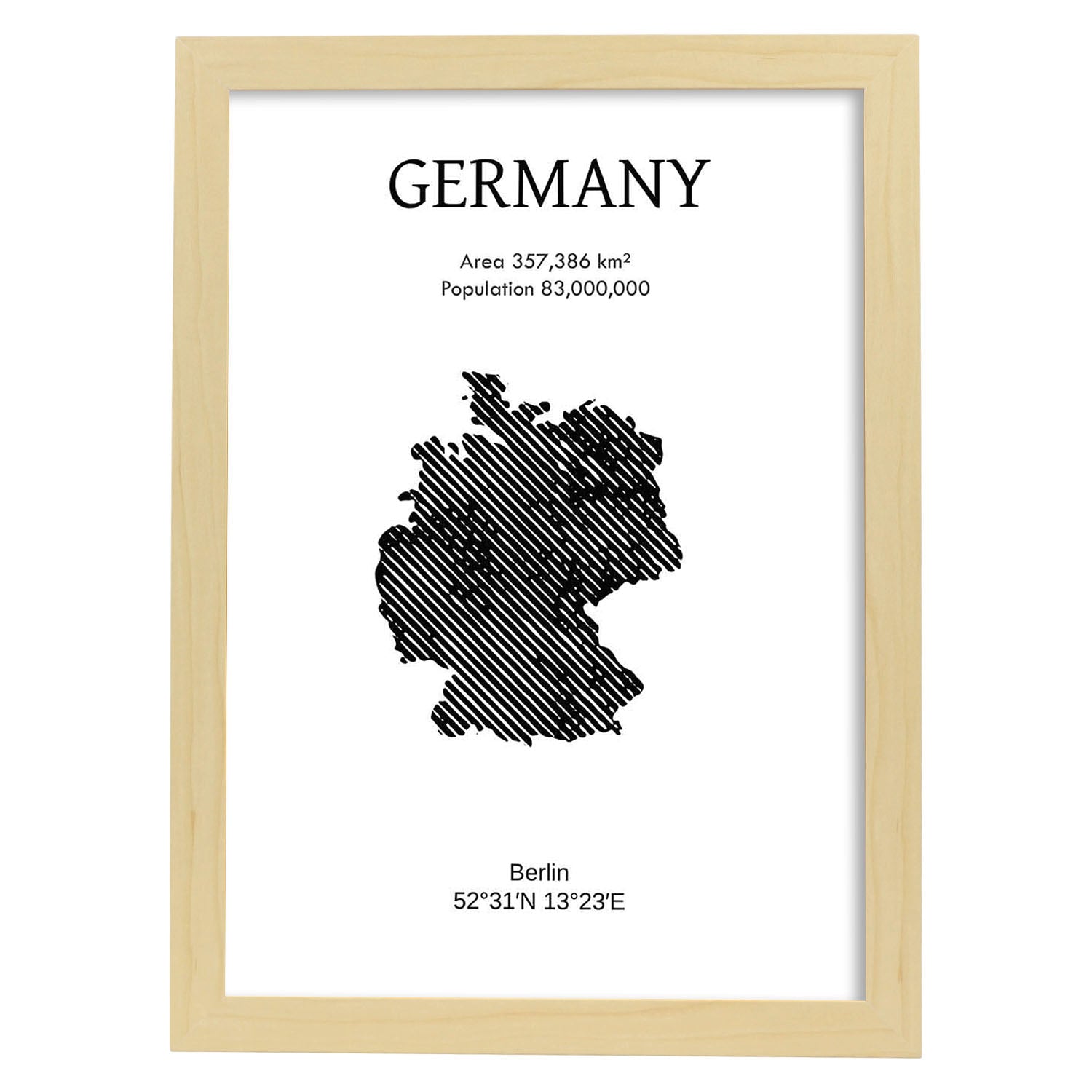 Poster de Alemania. Láminas de paises y continentes del mundo.-Artwork-Nacnic-A3-Marco Madera clara-Nacnic Estudio SL