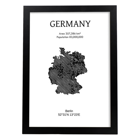 Poster de Alemania. Láminas de paises y continentes del mundo.-Artwork-Nacnic-A4-Marco Negro-Nacnic Estudio SL