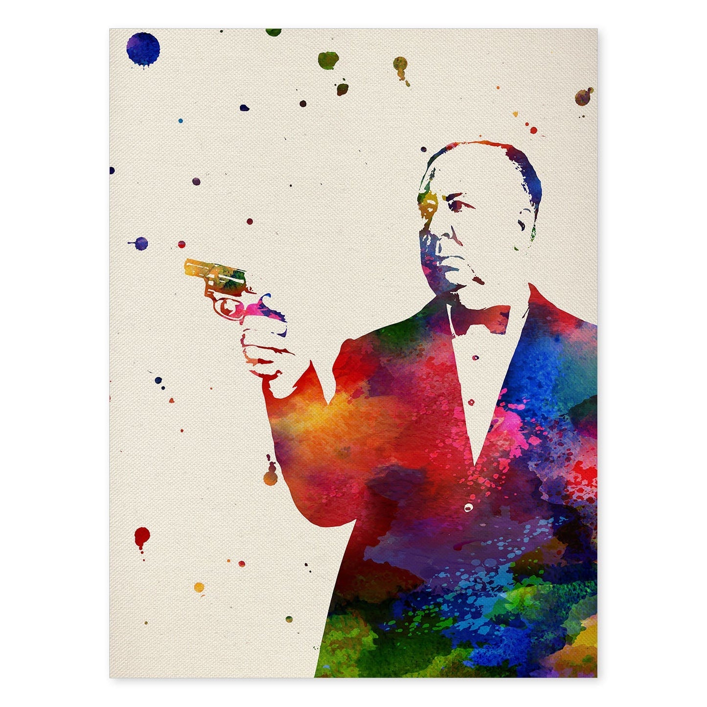 Poster de Alfred Hitchcock con diseño acuarela. Mix de láminas con estilo acuarela-Artwork-Nacnic-A4-Sin marco-Nacnic Estudio SL