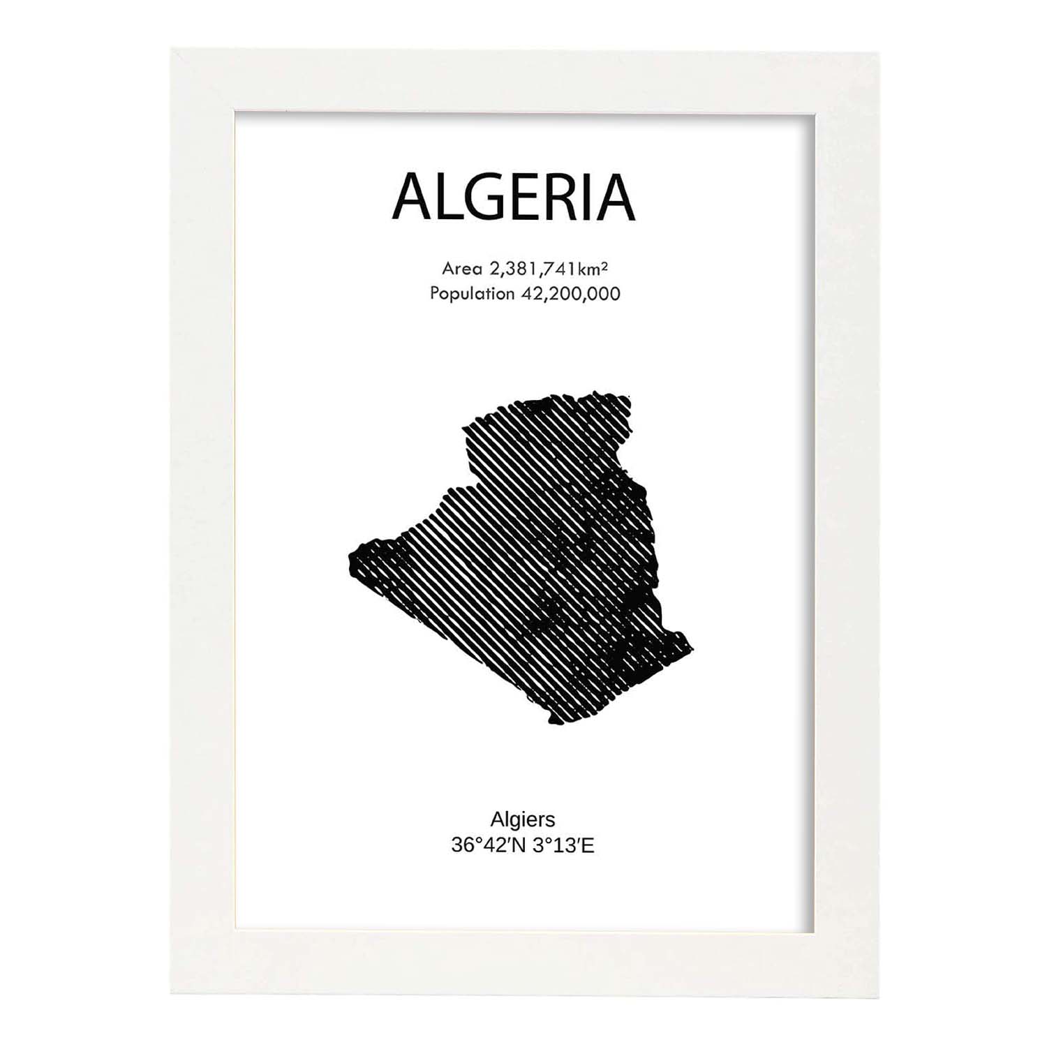 Poster de Algeria. Láminas de paises y continentes del mundo.-Artwork-Nacnic-A3-Marco Blanco-Nacnic Estudio SL