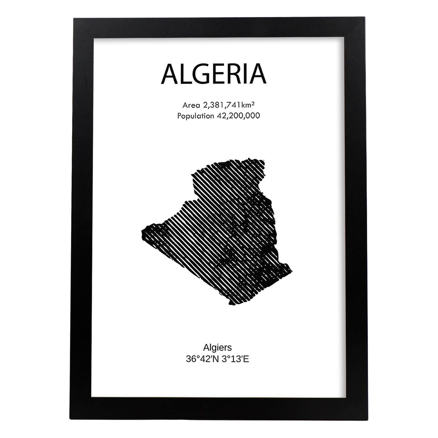 Poster de Algeria. Láminas de paises y continentes del mundo.-Artwork-Nacnic-A3-Marco Negro-Nacnic Estudio SL