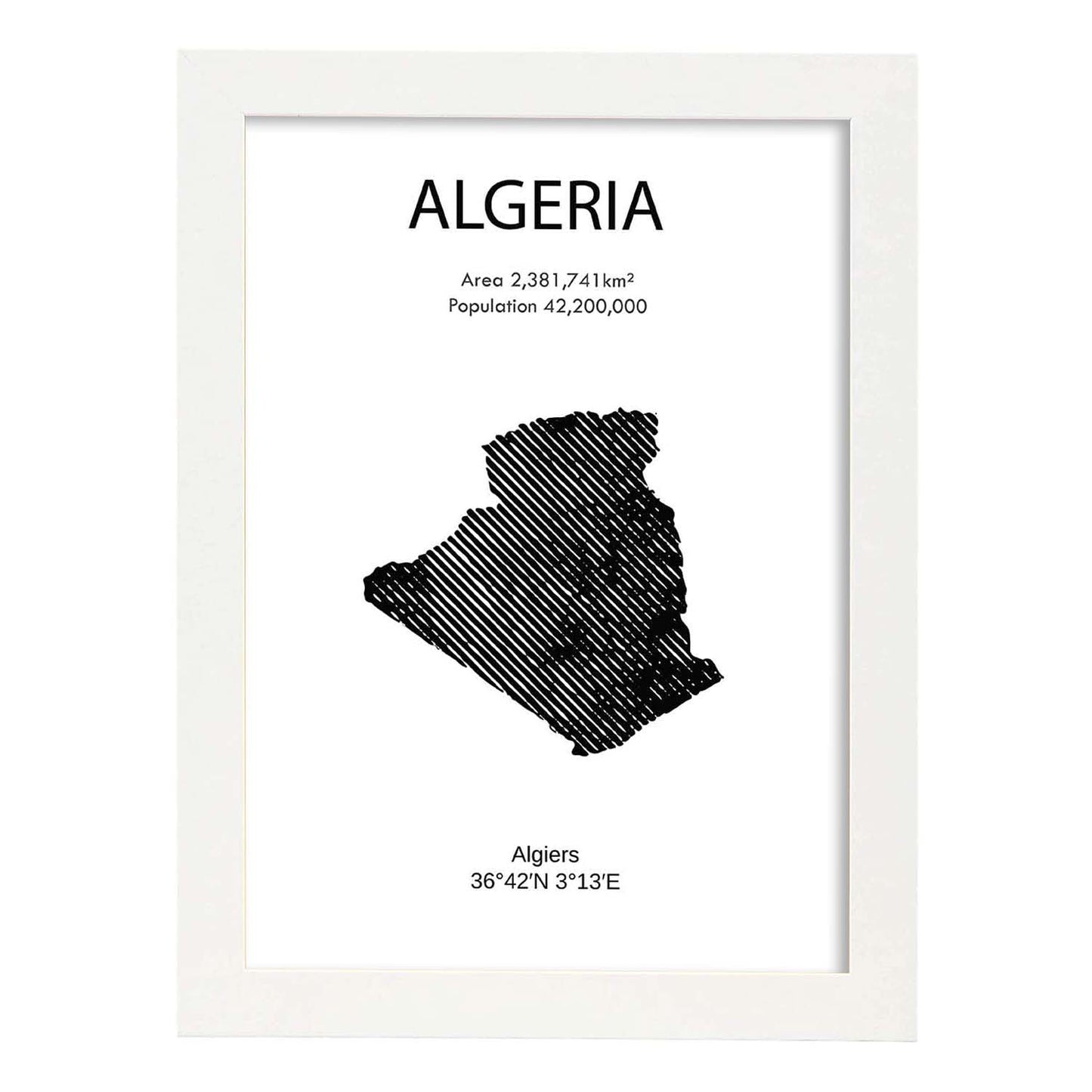 Poster de Algeria. Láminas de paises y continentes del mundo.-Artwork-Nacnic-A4-Marco Blanco-Nacnic Estudio SL