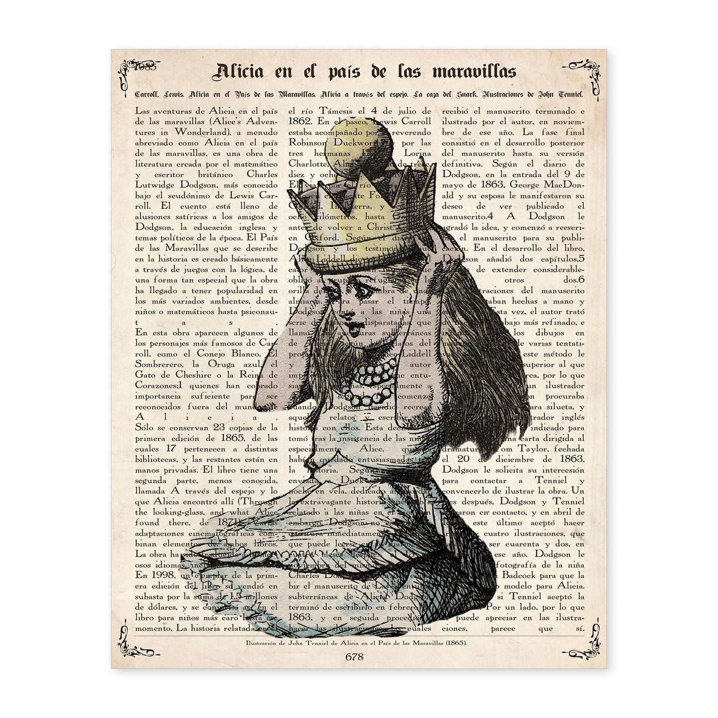 Poster de Alicia y su corona. Láminas de Alicia en el Pais de las Maravillas.-Artwork-Nacnic-A4-Sin marco-Nacnic Estudio SL