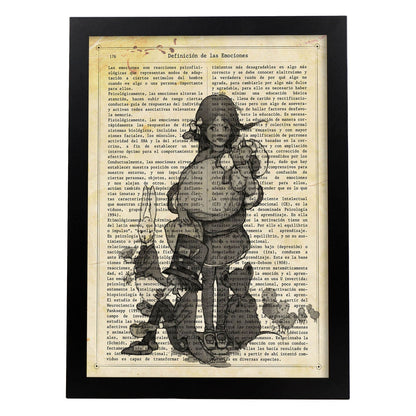 Poster de Alicia y sus amigos. Láminas de Alicia en el Pais de las Maravillas.-Artwork-Nacnic-A4-Marco Negro-Nacnic Estudio SL