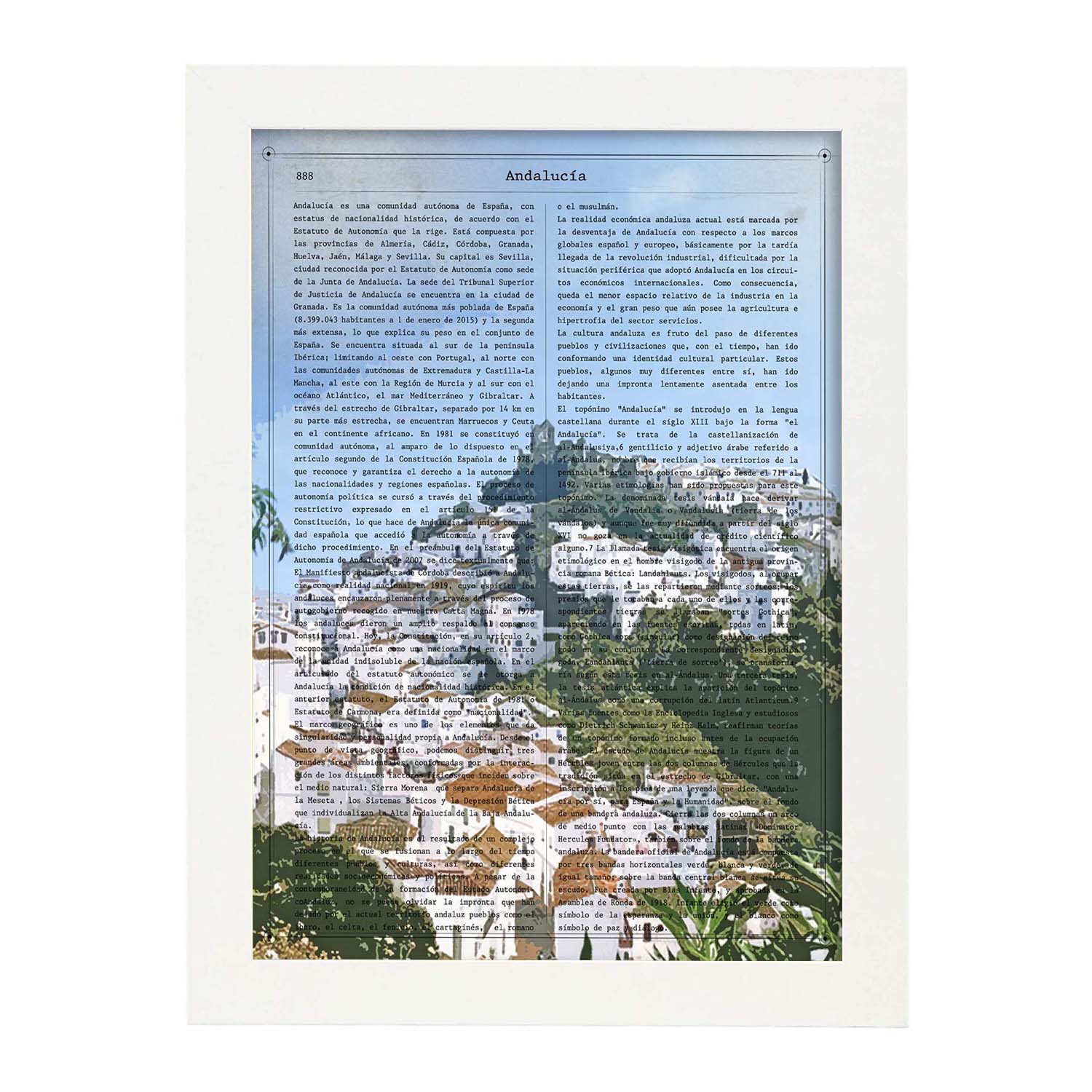 Poster de Andalucia. Láminas de comunidades autónomas de España.-Artwork-Nacnic-A3-Marco Blanco-Nacnic Estudio SL