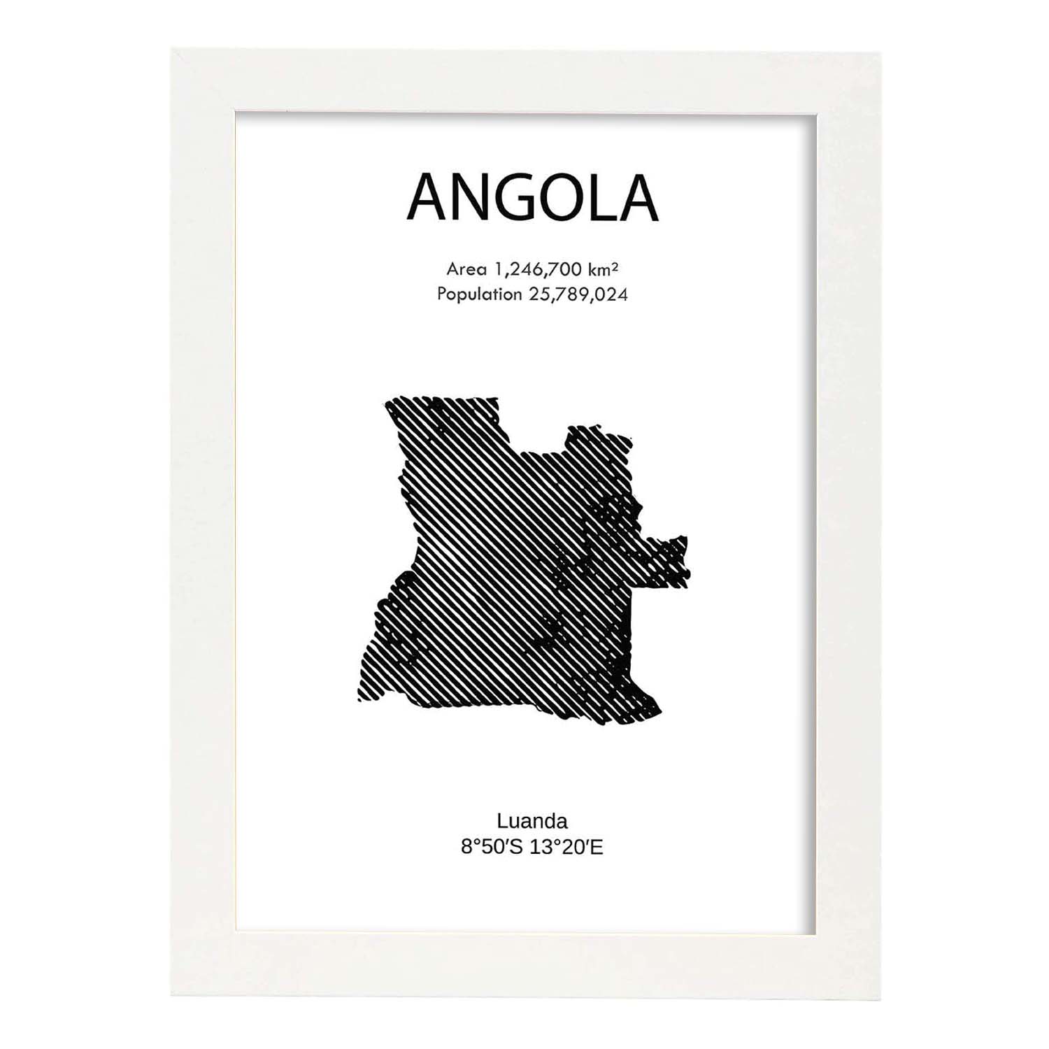 Poster de Angola. Láminas de paises y continentes del mundo.-Artwork-Nacnic-A3-Marco Blanco-Nacnic Estudio SL