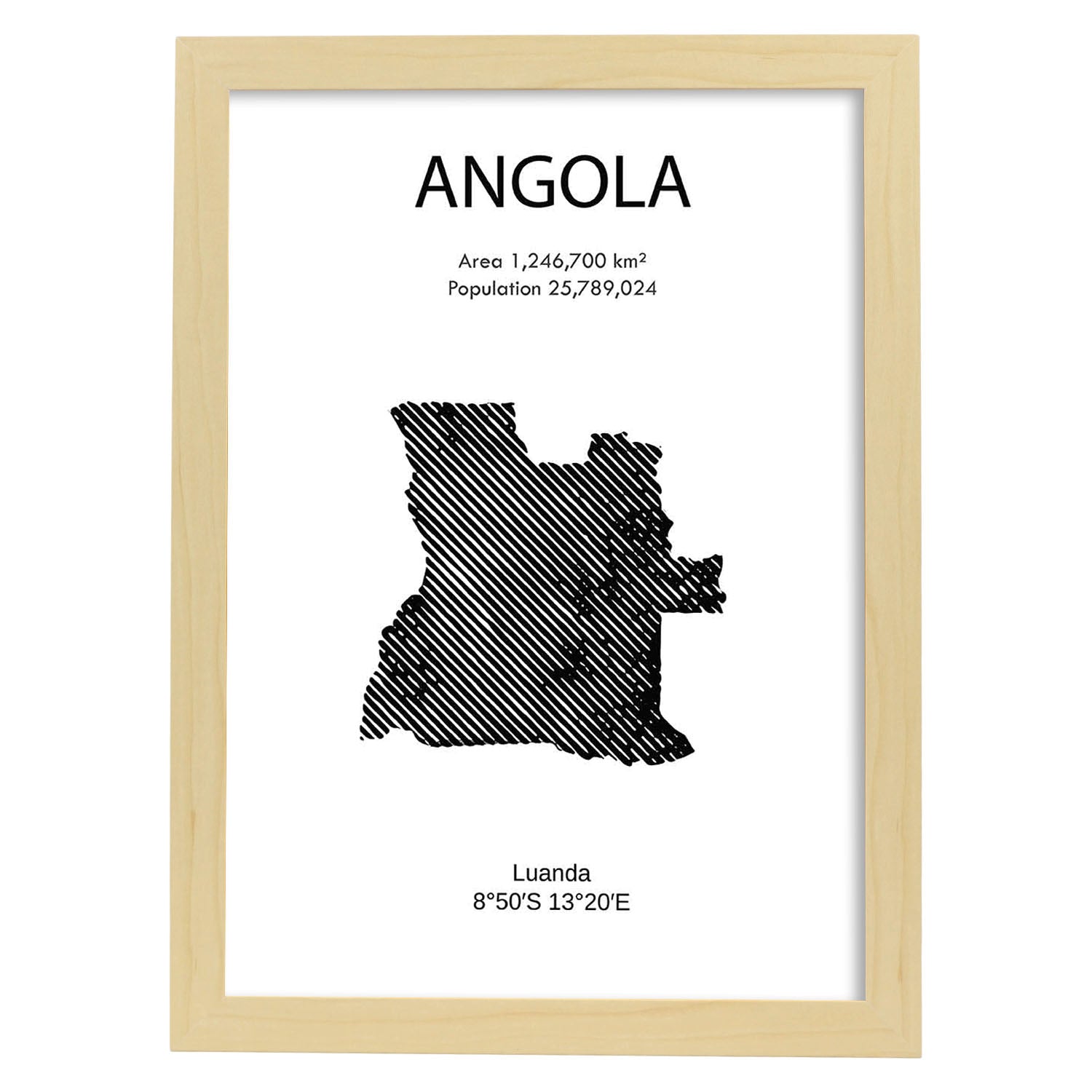 Poster de Angola. Láminas de paises y continentes del mundo.-Artwork-Nacnic-A3-Marco Madera clara-Nacnic Estudio SL