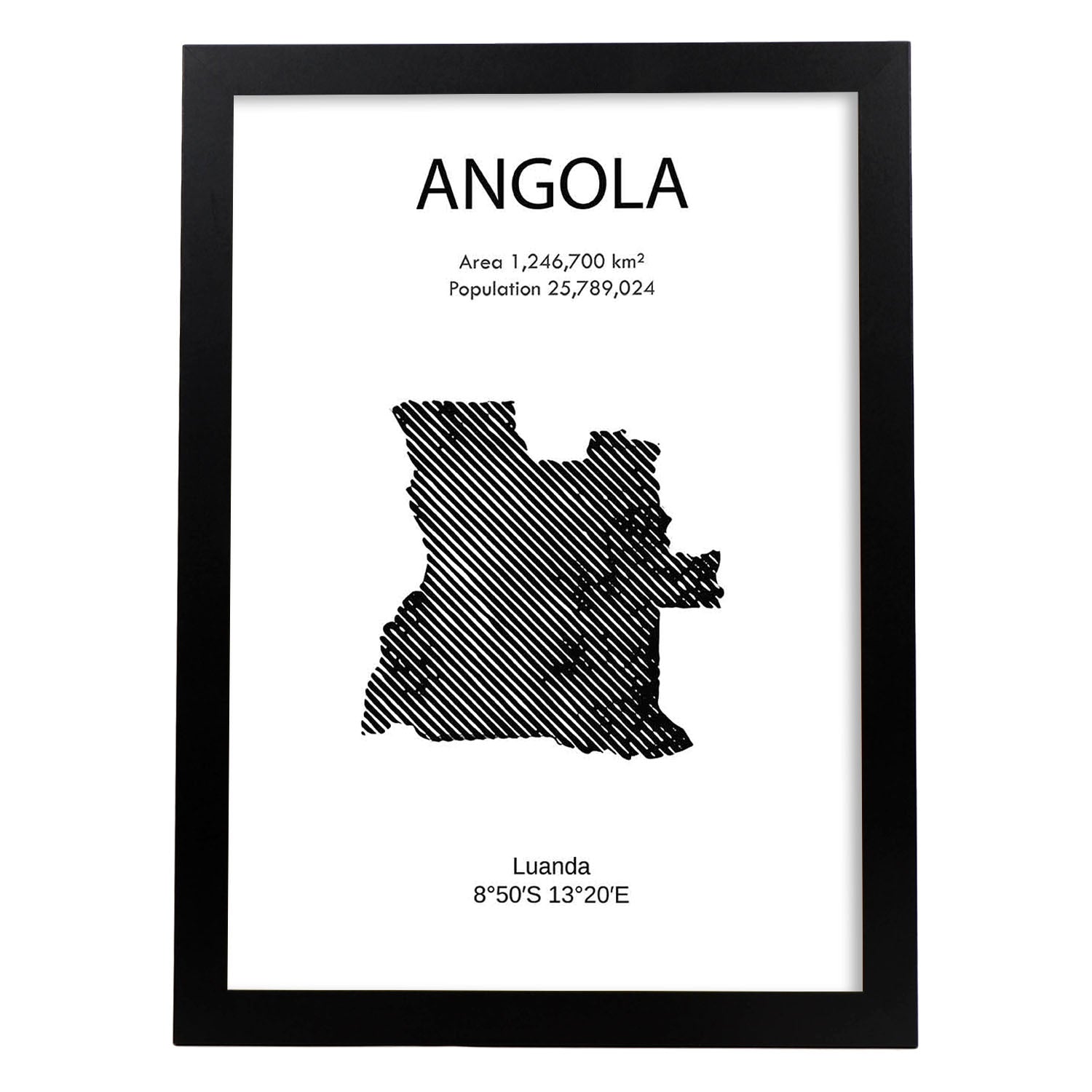 Poster de Angola. Láminas de paises y continentes del mundo.-Artwork-Nacnic-A3-Marco Negro-Nacnic Estudio SL