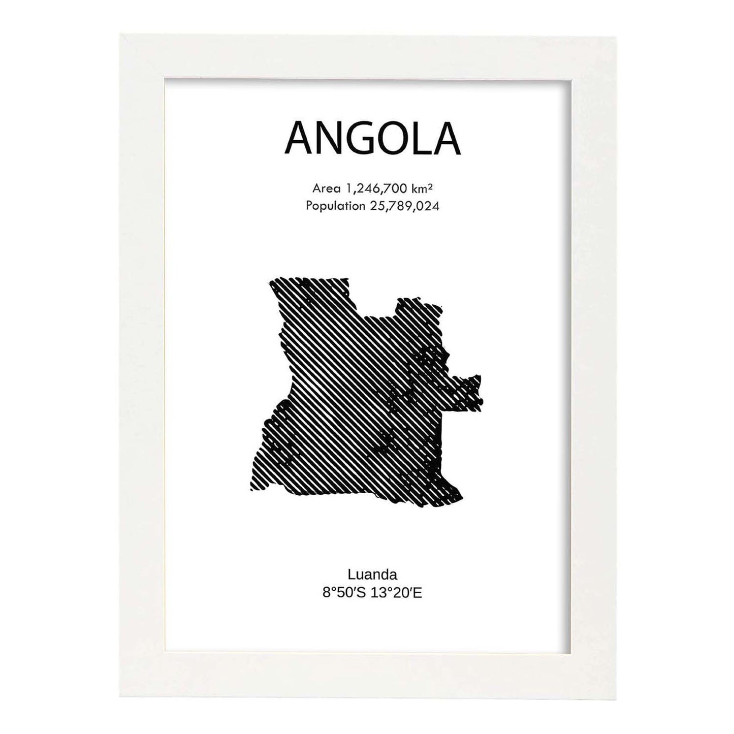 Poster de Angola. Láminas de paises y continentes del mundo.-Artwork-Nacnic-A4-Marco Blanco-Nacnic Estudio SL
