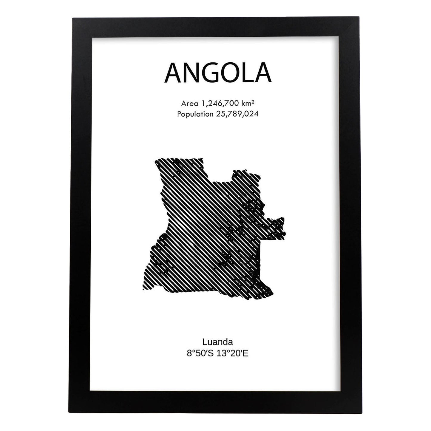 Poster de Angola. Láminas de paises y continentes del mundo.-Artwork-Nacnic-A4-Marco Negro-Nacnic Estudio SL