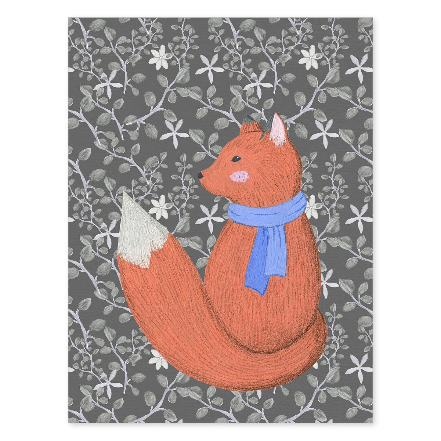 Poster de animales con fondos coloridos. Lámina Zorrito con bufanda, con ilustraciones de animales.-Artwork-Nacnic-A4-Sin marco-Nacnic Estudio SL
