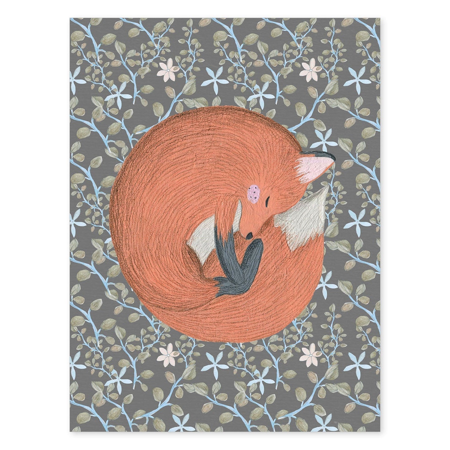 Poster de animales con fondos coloridos. Lámina Zorrito en la siesta, con ilustraciones de animales.-Artwork-Nacnic-A4-Sin marco-Nacnic Estudio SL
