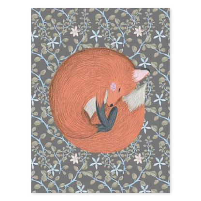 Poster de animales con fondos coloridos. Lámina Zorrito en la siesta, con ilustraciones de animales.-Artwork-Nacnic-A4-Sin marco-Nacnic Estudio SL