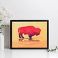 Poster de animales geométricos con fondos a color. Lámina Bufalo, ilustrada con formas geométricas, y con un colorido fondo.-Artwork-Nacnic-Nacnic Estudio SL