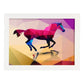 Poster de animales geométricos con fondos a color. Lámina Caballo, ilustrada con formas geométricas, y con un colorido fondo.-Artwork-Nacnic-A4-Marco Blanco-Nacnic Estudio SL
