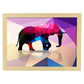 Poster de animales geométricos con fondos a color. Lámina Elefante, ilustrada con formas geométricas, y con un colorido fondo.-Artwork-Nacnic-A4-Marco Madera clara-Nacnic Estudio SL