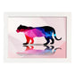 Poster de animales geométricos con fondos a color. Lámina Tigre, ilustrada con formas geométricas, y con un colorido fondo.-Artwork-Nacnic-A4-Marco Blanco-Nacnic Estudio SL