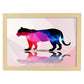 Poster de animales geométricos con fondos a color. Lámina Tigre, ilustrada con formas geométricas, y con un colorido fondo.-Artwork-Nacnic-A4-Marco Madera clara-Nacnic Estudio SL