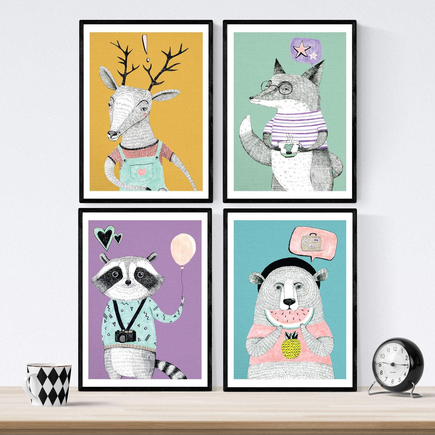 Poster de Animales modernos color. Lámina de animales con diseño nordico.-Artwork-Nacnic-Nacnic Estudio SL