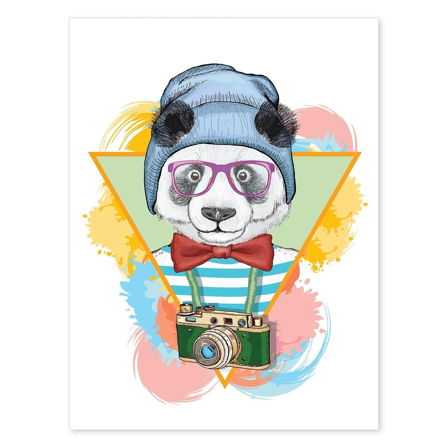 Poster de animales. Lámina Panda turista. Colección mix de animales coloridos para-Artwork-Nacnic-A4-Sin marco-Nacnic Estudio SL
