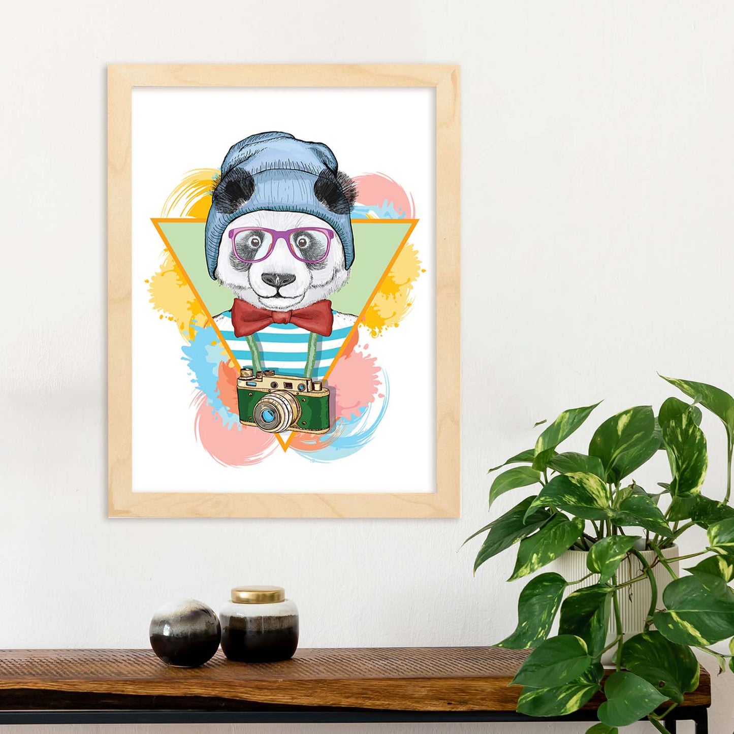 Poster de animales. Lámina Panda turista. Colección mix de animales coloridos para-Artwork-Nacnic-Nacnic Estudio SL
