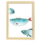 Poster de animales. Lámina Peces en contra direccion. Colección mix de animales coloridos para-Artwork-Nacnic-A3-Marco Madera clara-Nacnic Estudio SL