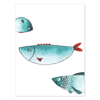Poster de animales. Lámina Peces en contra direccion. Colección mix de animales coloridos para-Artwork-Nacnic-A4-Sin marco-Nacnic Estudio SL