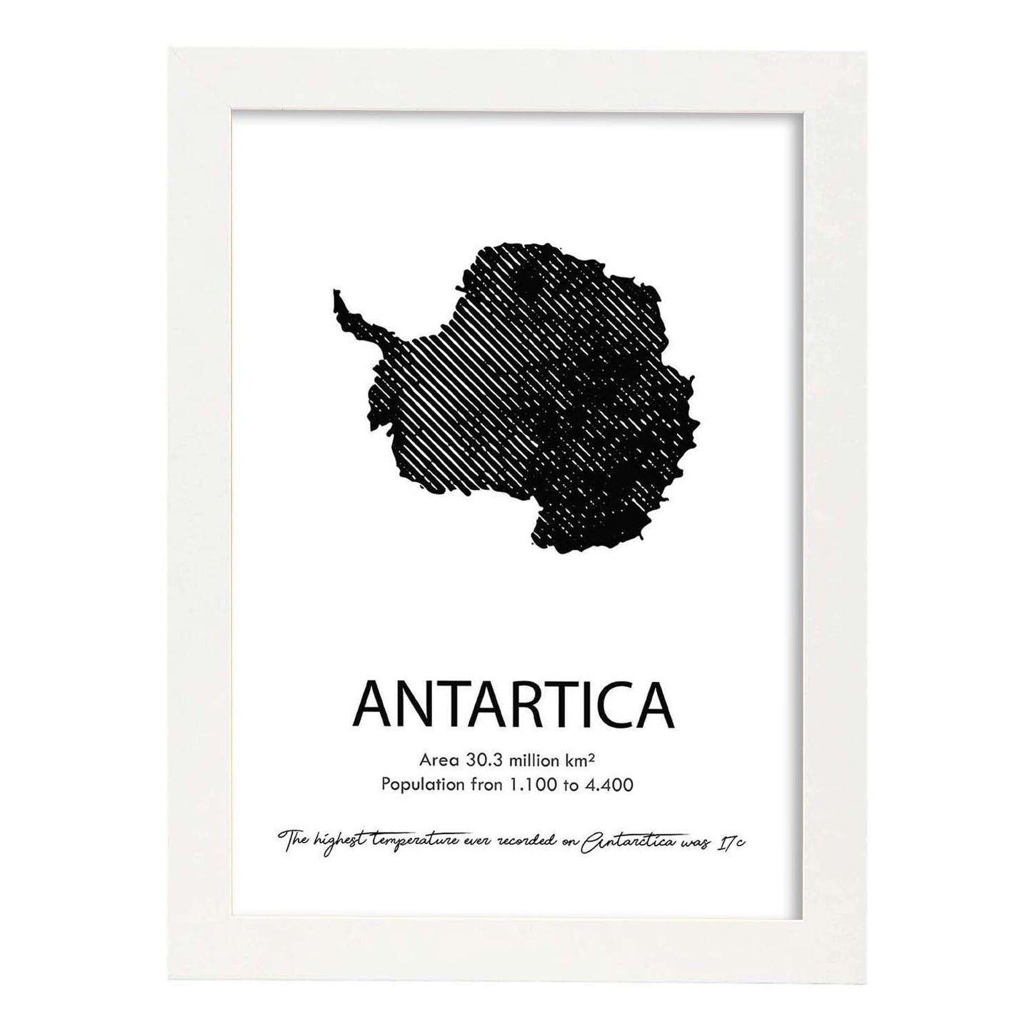 Poster de Antartida. Láminas de paises y continentes del mundo.-Artwork-Nacnic-A3-Marco Blanco-Nacnic Estudio SL