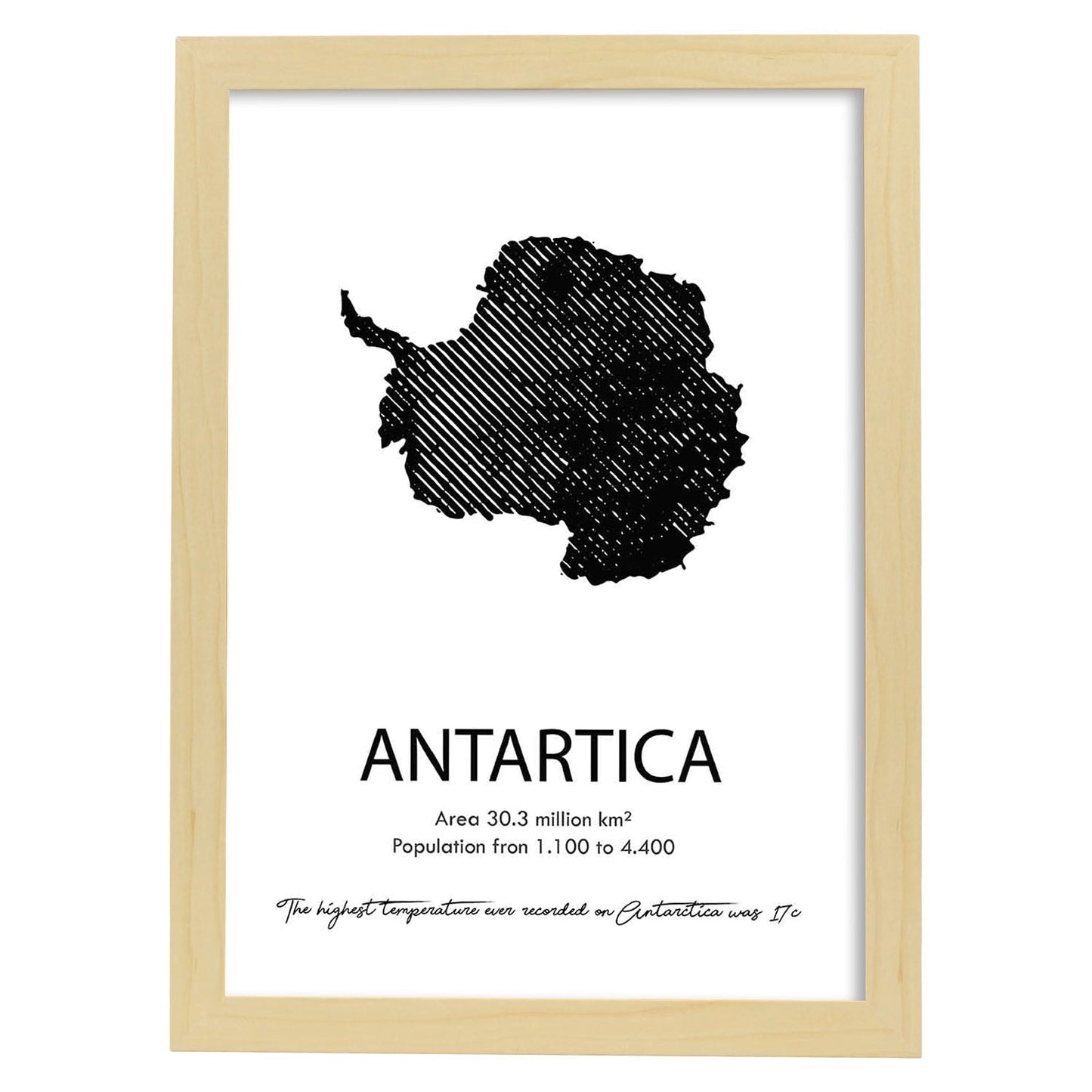 Poster de Antartida. Láminas de paises y continentes del mundo.-Artwork-Nacnic-A3-Marco Madera clara-Nacnic Estudio SL
