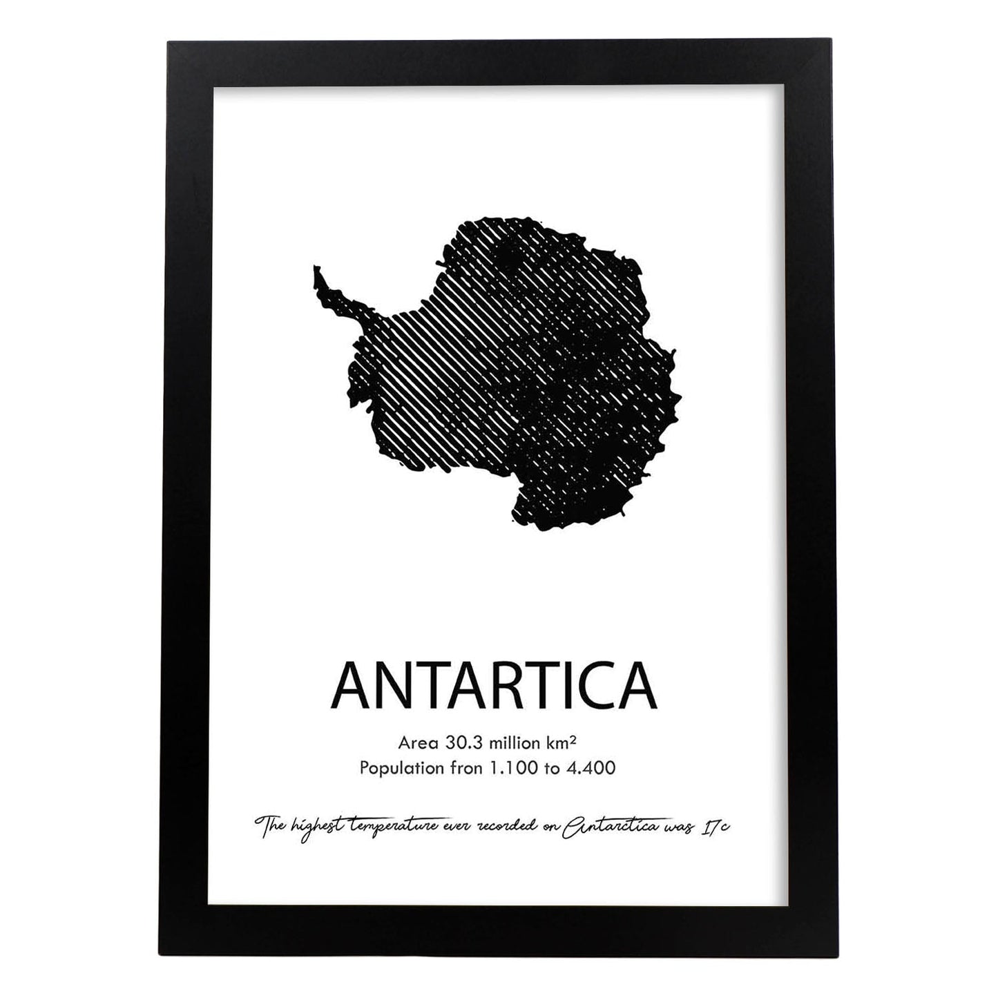 Poster de Antartida. Láminas de paises y continentes del mundo.-Artwork-Nacnic-A3-Marco Negro-Nacnic Estudio SL