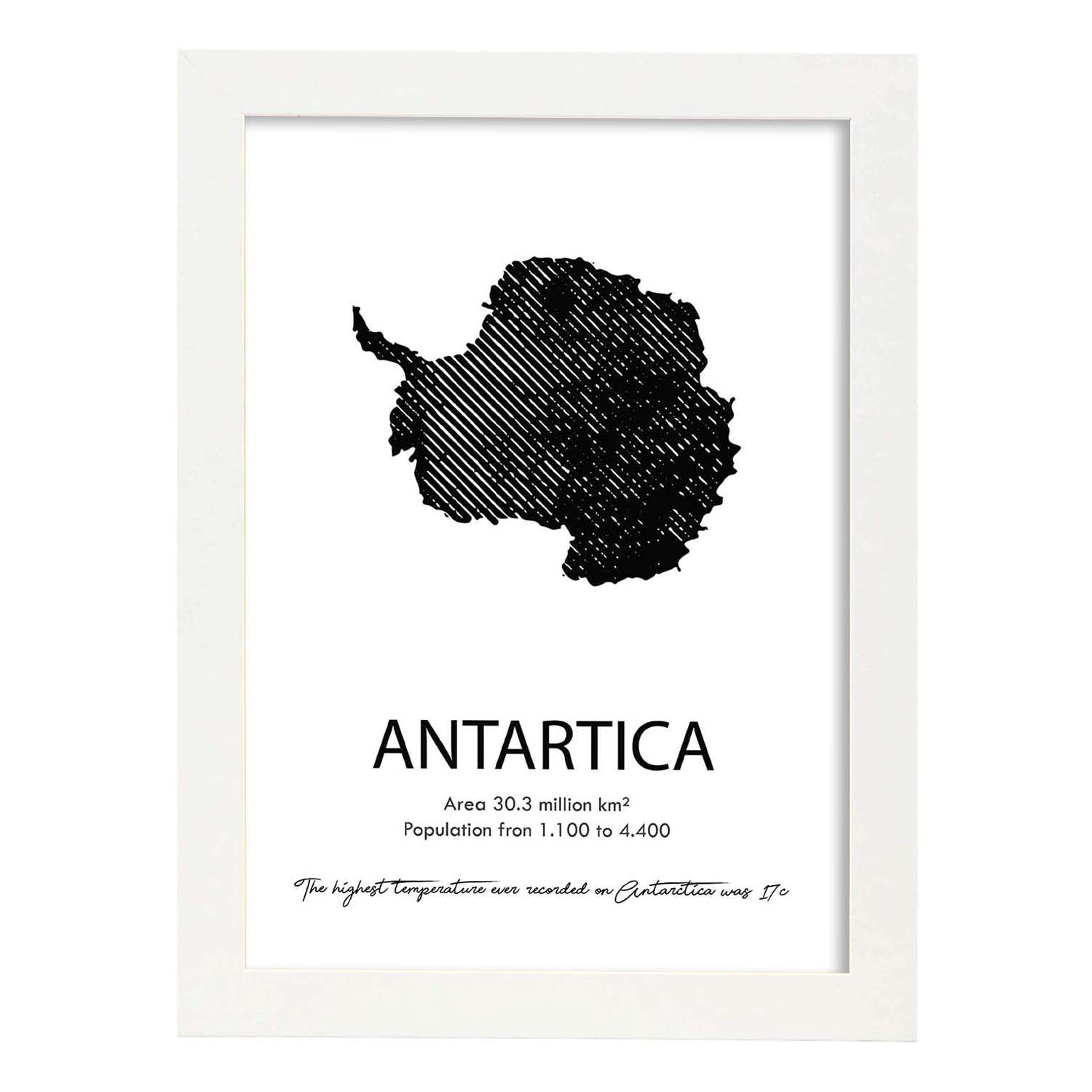 Poster de Antartida. Láminas de paises y continentes del mundo.-Artwork-Nacnic-A4-Marco Blanco-Nacnic Estudio SL