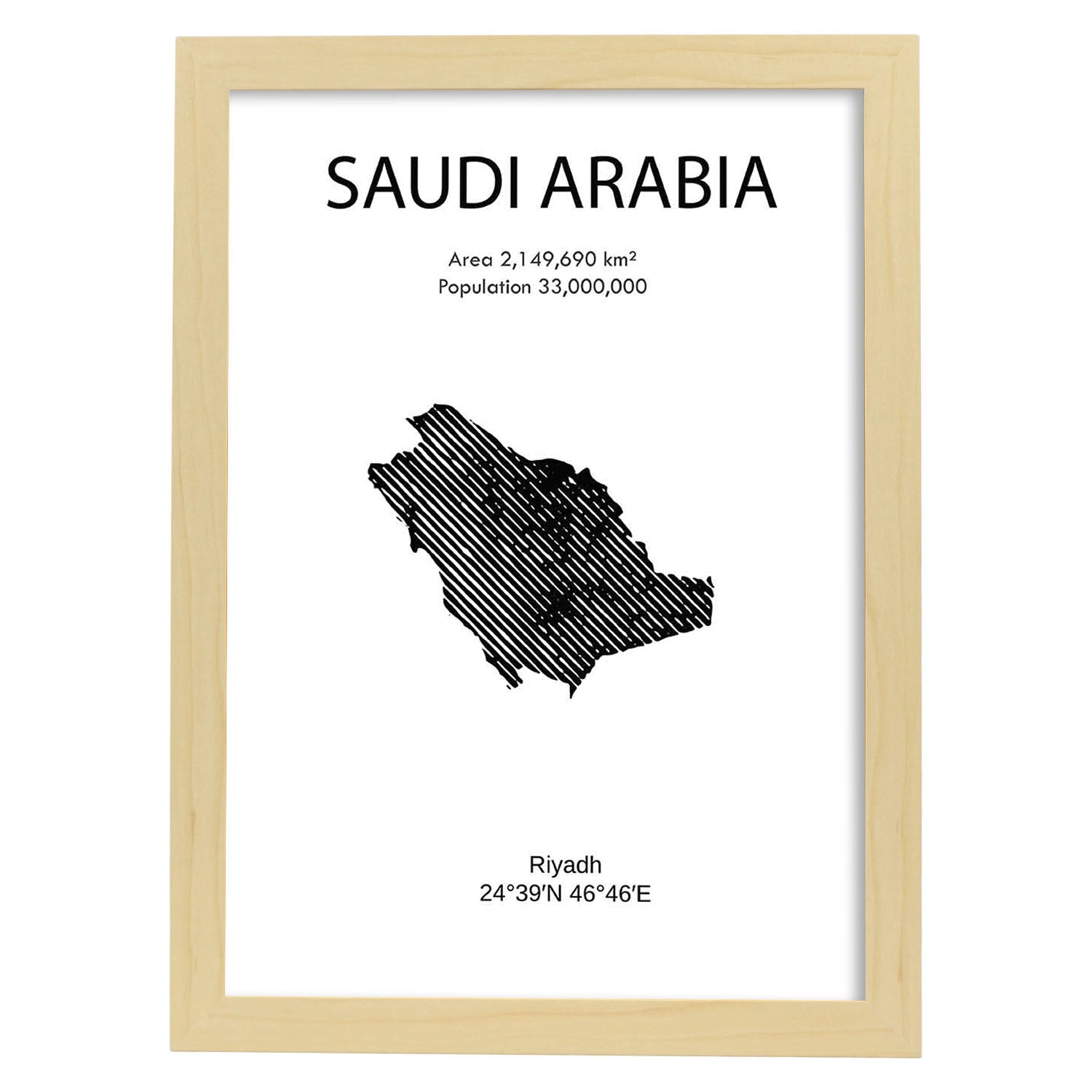 Poster de Arabia Saudí. Láminas de paises y continentes del mundo.-Artwork-Nacnic-A3-Marco Madera clara-Nacnic Estudio SL