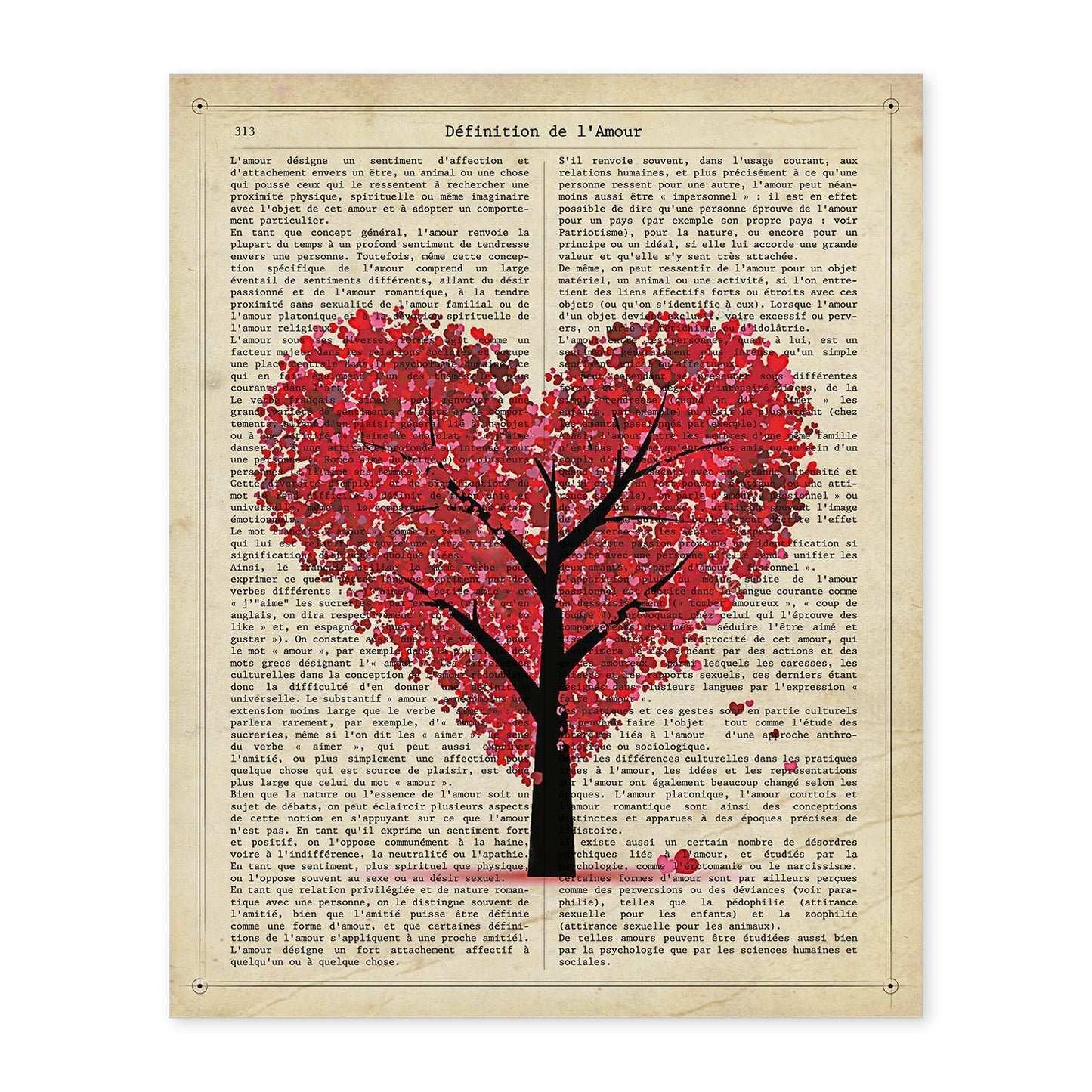 Poster de Arbol corazon. Láminas románticas de amor con definiciones. Ilustraciones para tu pareja, familia, mujer, ...-Artwork-Nacnic-A4-Sin marco-Nacnic Estudio SL