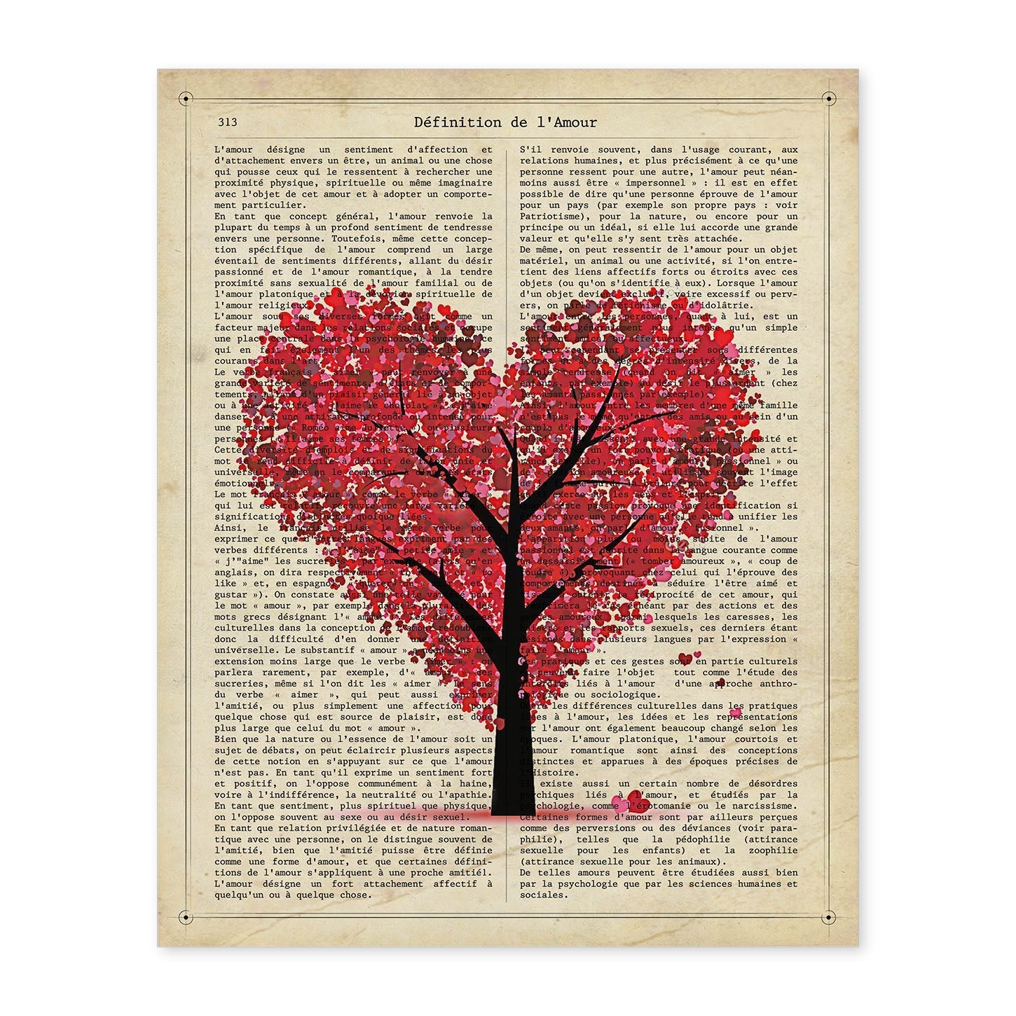 Poster de Arbol corazon. Láminas románticas de amor con definiciones. Ilustraciones para tu pareja, familia, mujer, ...-Artwork-Nacnic-A4-Sin marco-Nacnic Estudio SL