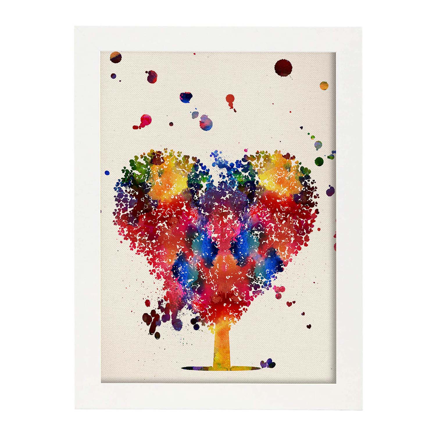 Poster de Árbol de corazón con diseño acuarela. Mix de láminas con estilo acuarela-Artwork-Nacnic-A3-Marco Blanco-Nacnic Estudio SL