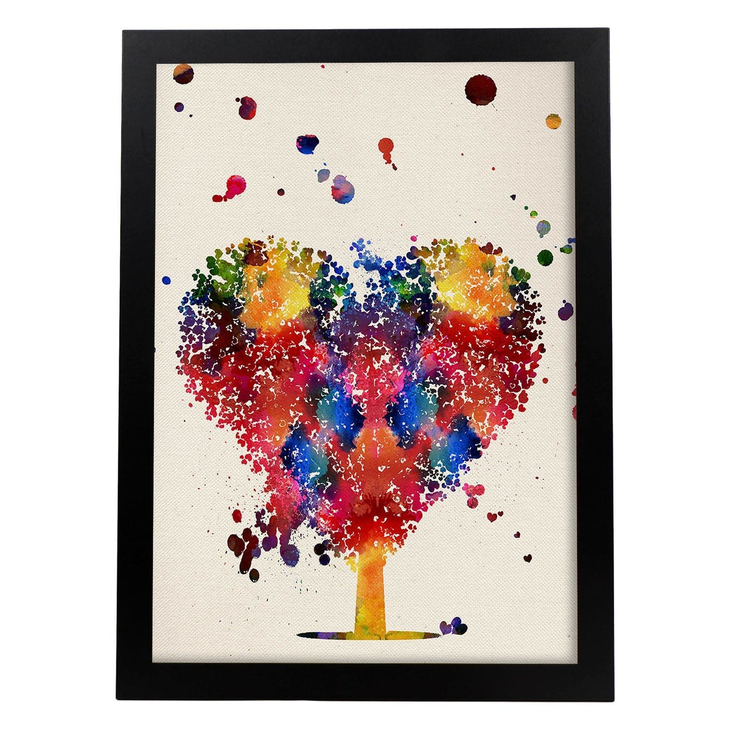 Poster de Árbol de corazón con diseño acuarela. Mix de láminas con estilo acuarela-Artwork-Nacnic-A3-Marco Negro-Nacnic Estudio SL