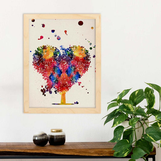 Poster de Árbol de corazón con diseño acuarela. Mix de láminas con estilo acuarela-Artwork-Nacnic-Nacnic Estudio SL