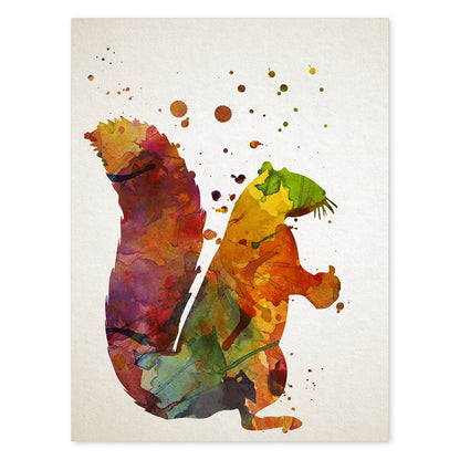 Poster de Ardilla estilo acuarela. Láminas de animales con estilo acuarela-Artwork-Nacnic-A4-Sin marco-Nacnic Estudio SL