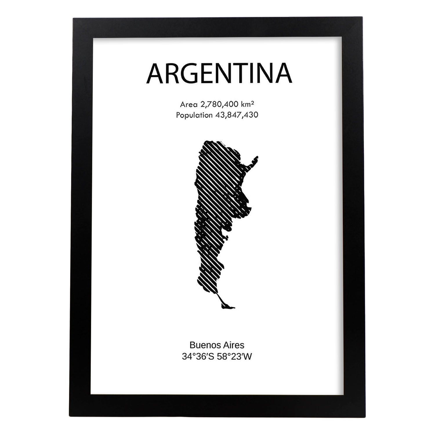 Poster de Argentina. Láminas de paises y continentes del mundo.-Artwork-Nacnic-A3-Marco Negro-Nacnic Estudio SL