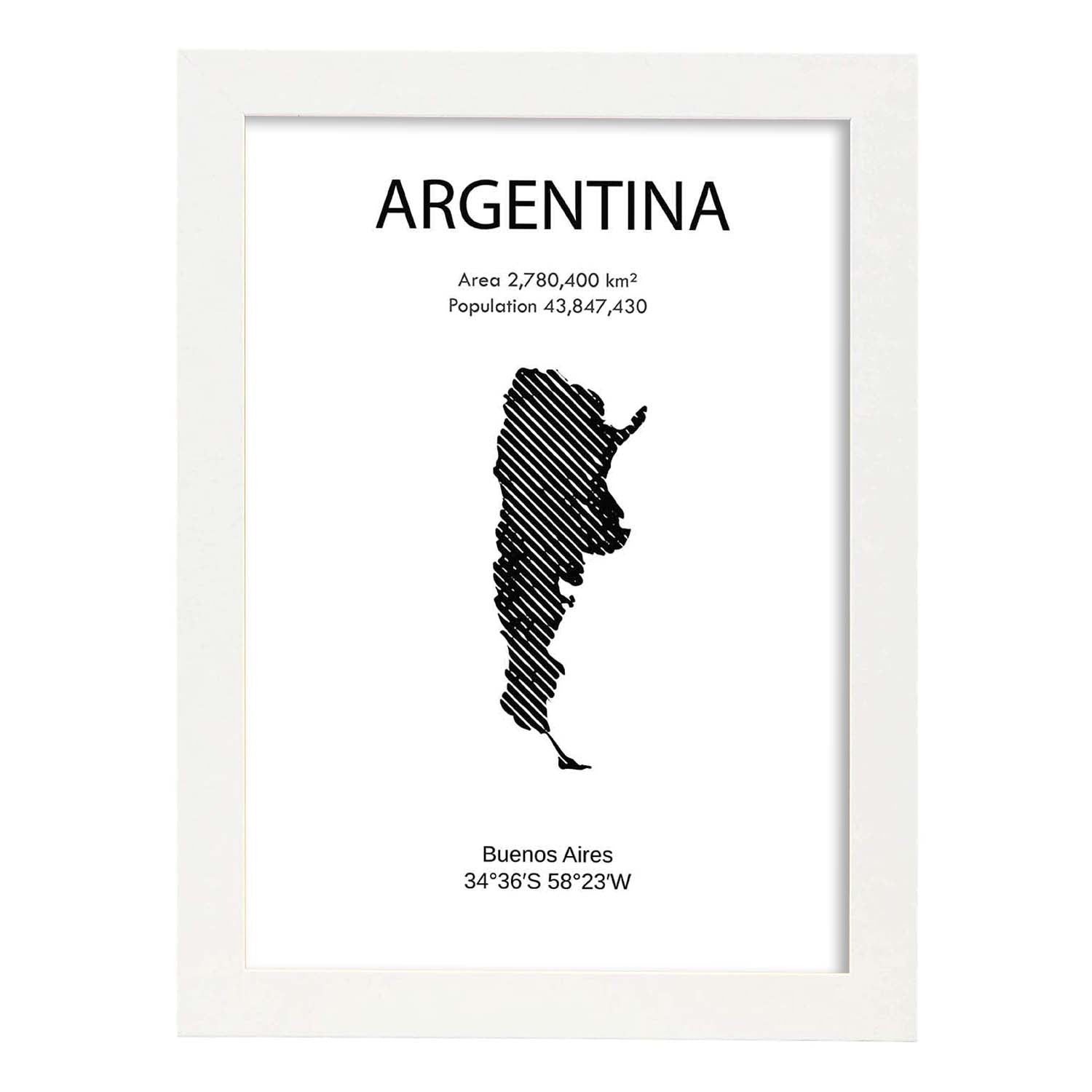 Poster de Argentina. Láminas de paises y continentes del mundo.-Artwork-Nacnic-A4-Marco Blanco-Nacnic Estudio SL