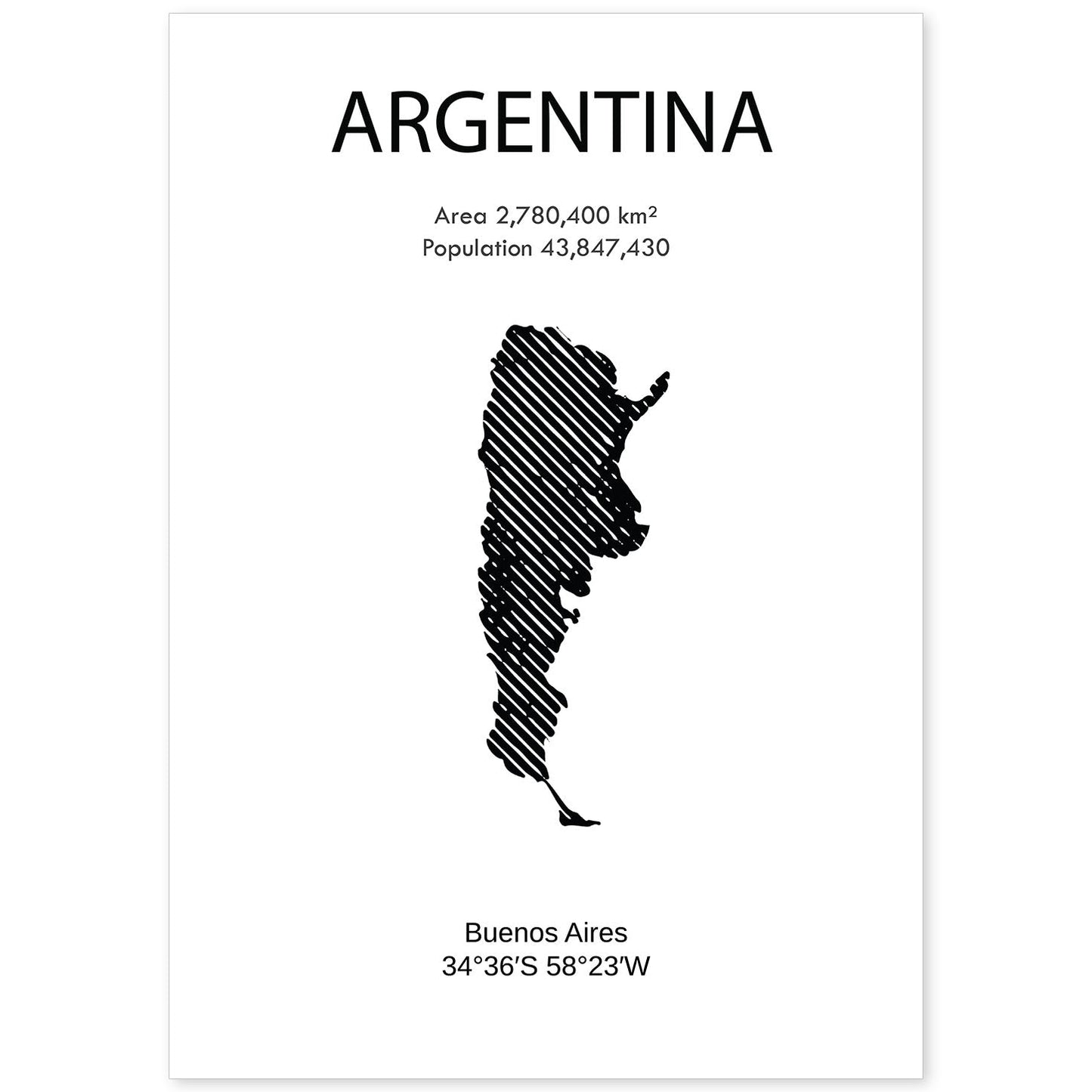 Poster de Argentina. Láminas de paises y continentes del mundo.-Artwork-Nacnic-A4-Sin marco-Nacnic Estudio SL