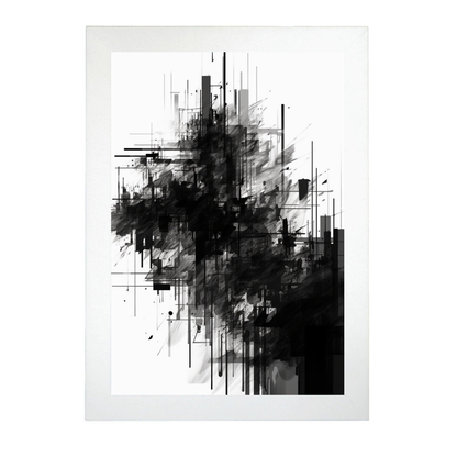 Lámina de Arte Minimalista en Tinta Negra y Blanca