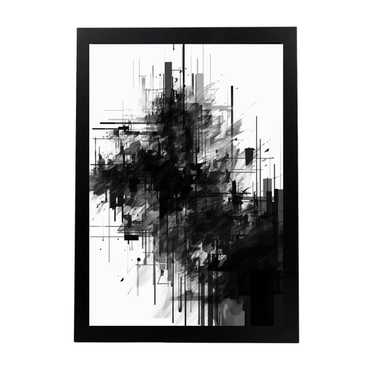 Póster de arte en tinta minimalista blanco y negro