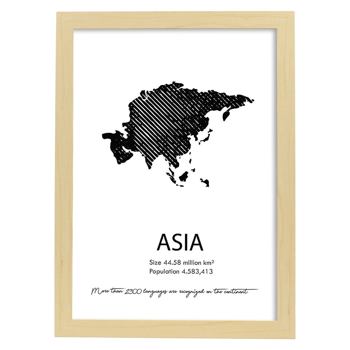 Poster de Asia. Láminas de paises y continentes del mundo.-Artwork-Nacnic-A3-Marco Madera clara-Nacnic Estudio SL