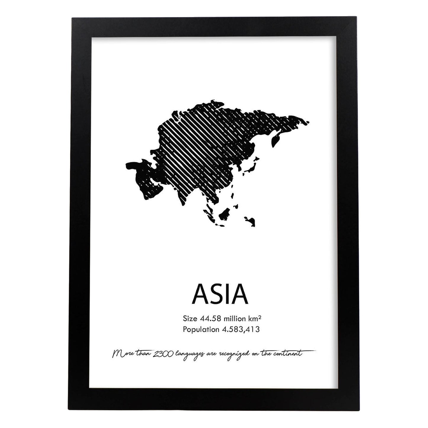 Poster de Asia. Láminas de paises y continentes del mundo.-Artwork-Nacnic-A3-Marco Negro-Nacnic Estudio SL
